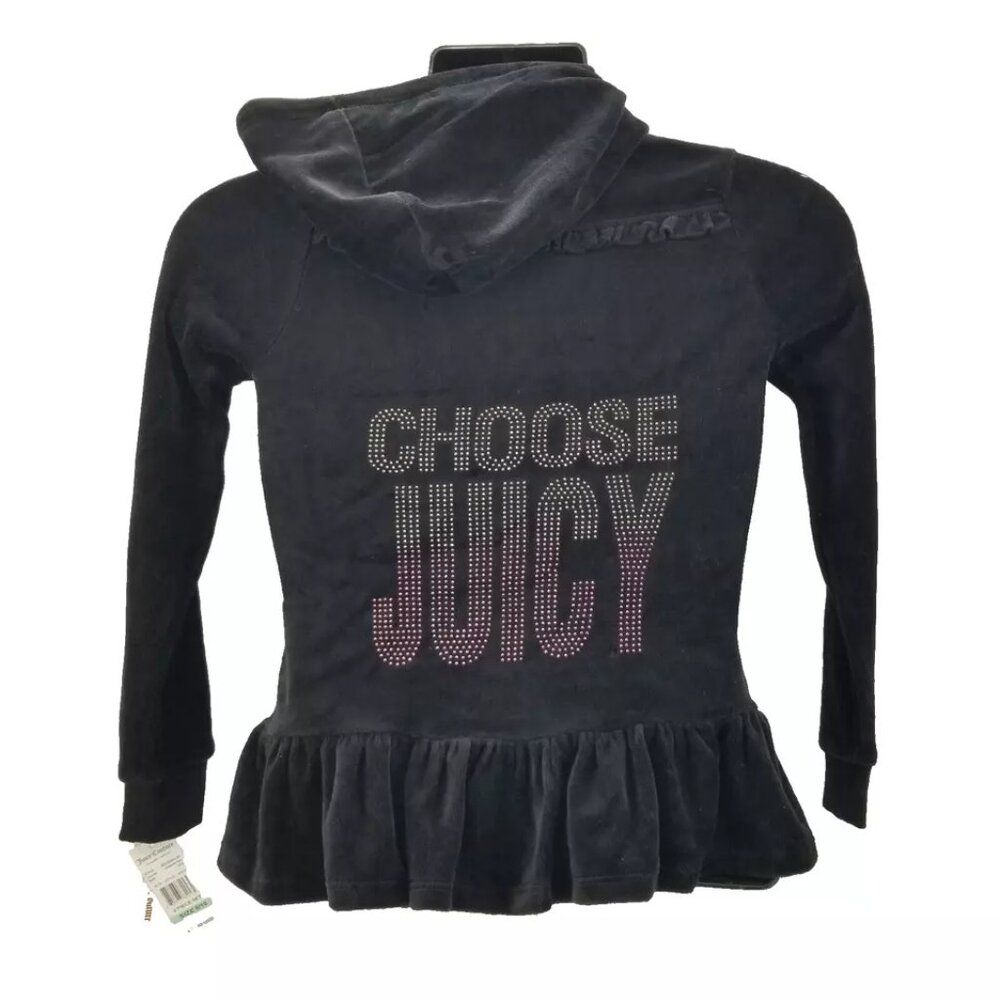 JUICY COUTURE TRACKSUIT  Rhinestones Black  VELOUR SIZE 8/10